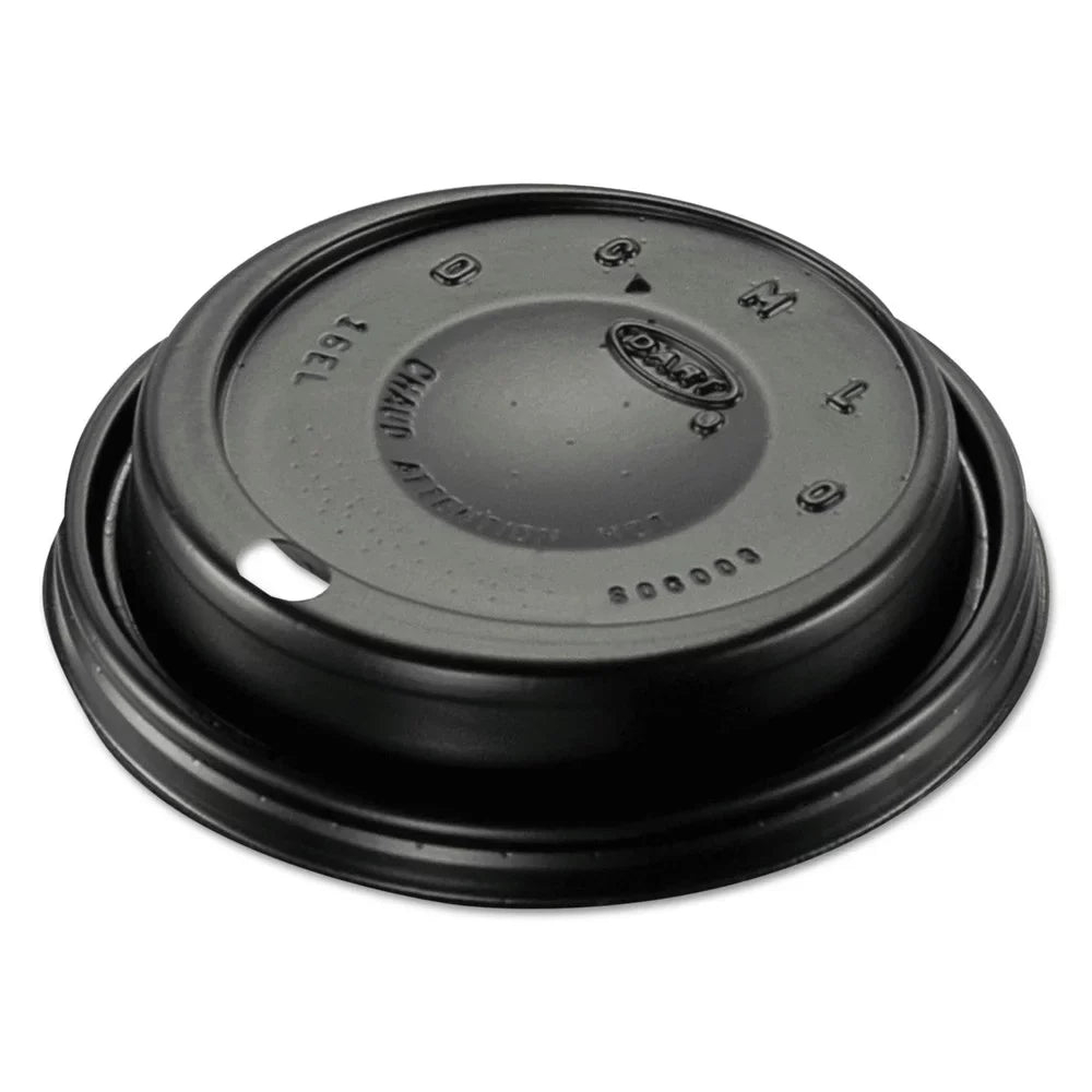 Dome - Lids (1000/Carton) 16ELBLK Dart Black Cappuccino Plastic Sipper