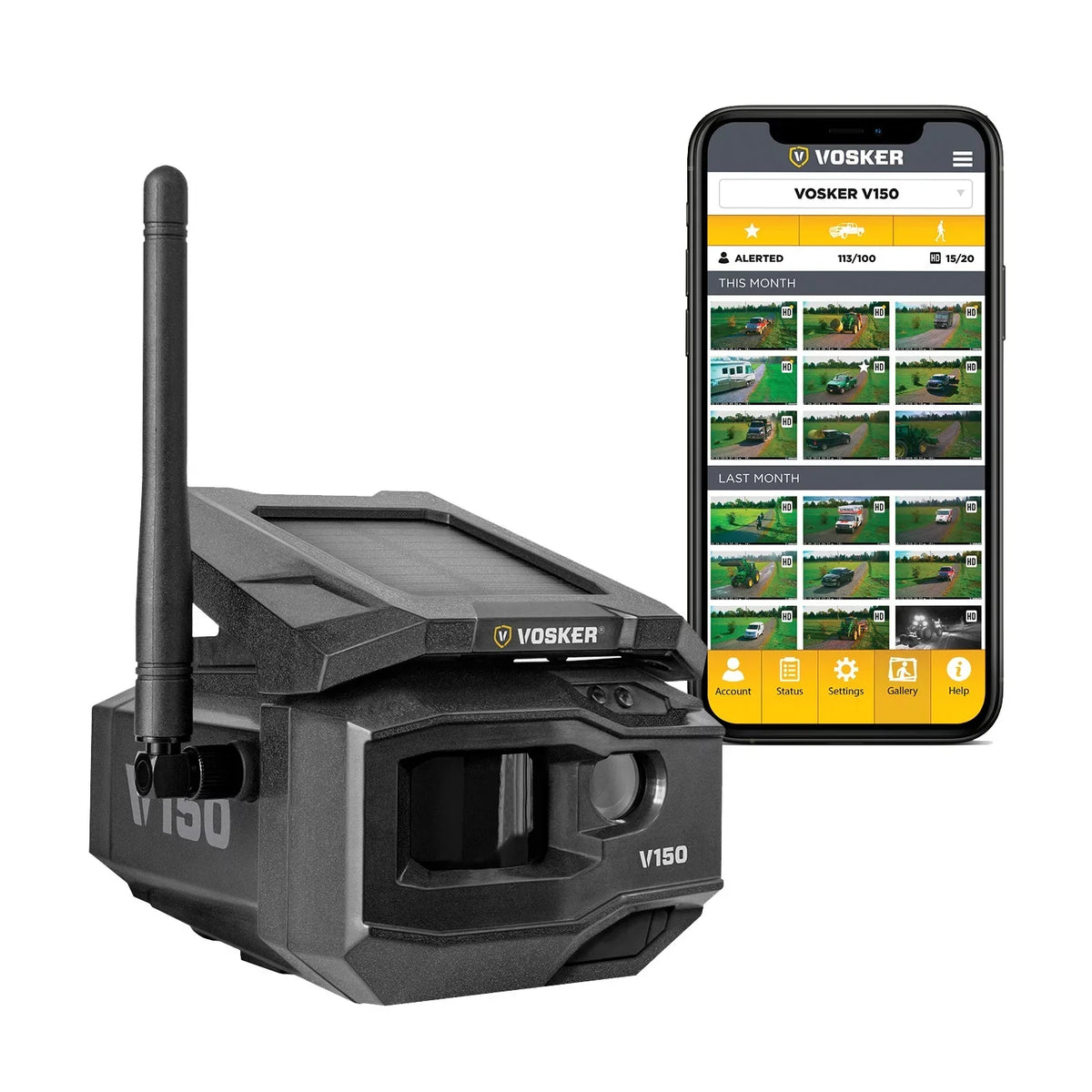 Cellular 1202 Nation VOSKER Solar-Powered Camera LTE V150 Security Wide Network) Outdoor (US