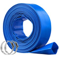 Pool Premium Lay and Chemical Weather x Flat 50' PVC Filter Discharge Backwash Clamps Hose Swimming 2'' BENTISM Blue Hose Resistant with