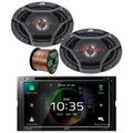 Combo Bundle DIN 4-Way Bluetooth Watt USB Double Radio 2x Power Coaxial Audio Speakers KW-V960BW Receiver Car AM/FM and Dual 550 Peak CD/DVD with Player JVC Upgrade Car 16G Wire Speaker 6x9" Factory