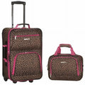 SET Rockland - 2 PC PINK LEOPARD LUGGAGE