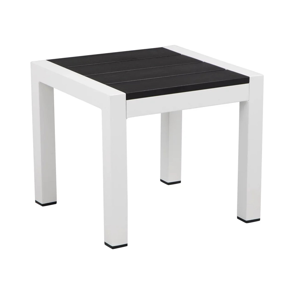 18 Side Josh Aluminum Polyresin Table, Inch Frame- Black Jet Sherpi Saltoro Planks, End