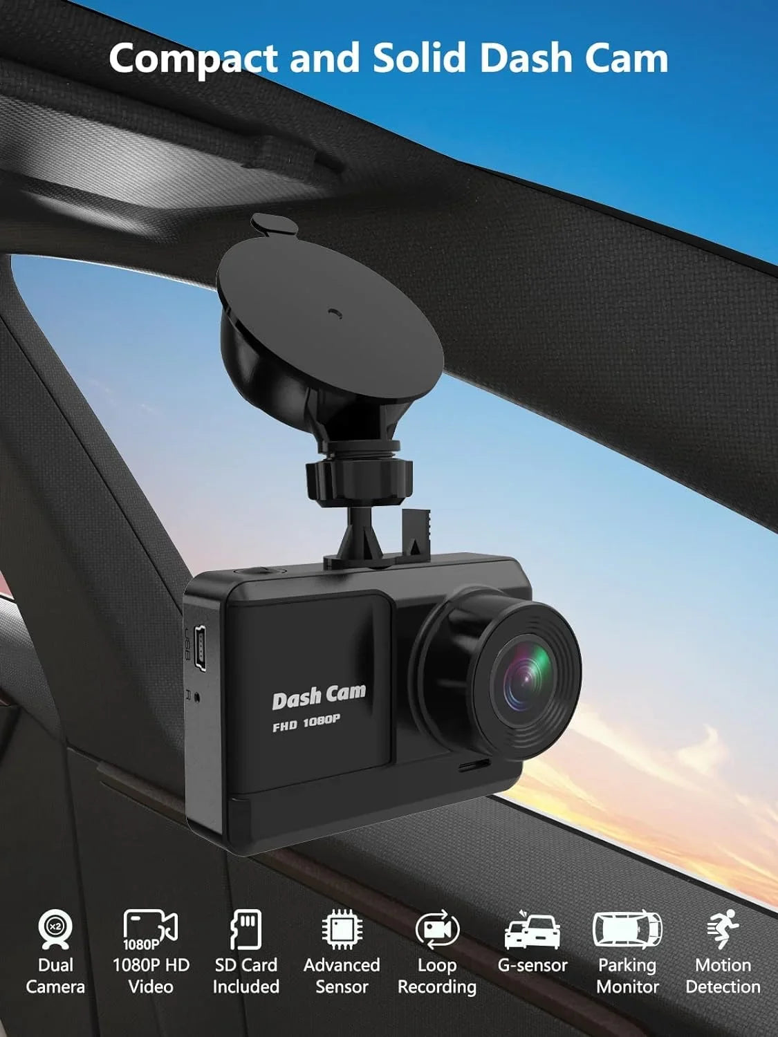 and Ways, Parking Full with Cam Lock, SD inch Mini Loop Dash Rear, Accident Card, Vision, Cam 2 Night Screen, Car,Motorcyle,Balls HD 32GB IPS 1080P WDR, Monitor Recording, Mounting Dash 2.45 Front