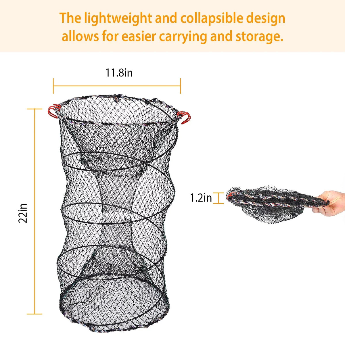 Crab Crayfish iMounTEK Bait 2 Fishing Net 22x11.8x11.8in Lobster, Trap Cage Shrimp Packs, Prawn Pot for