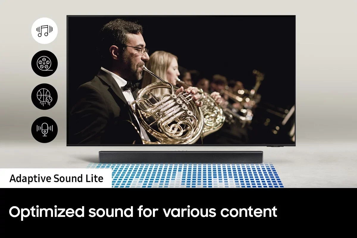 Upscaling OLED Samsung TV (2023) with QN55S90CAFXZA 2.1ch Subwoofer 4K 55" Smart AI Soundbar and Audio with HW-B550 Dolby with a Samsung