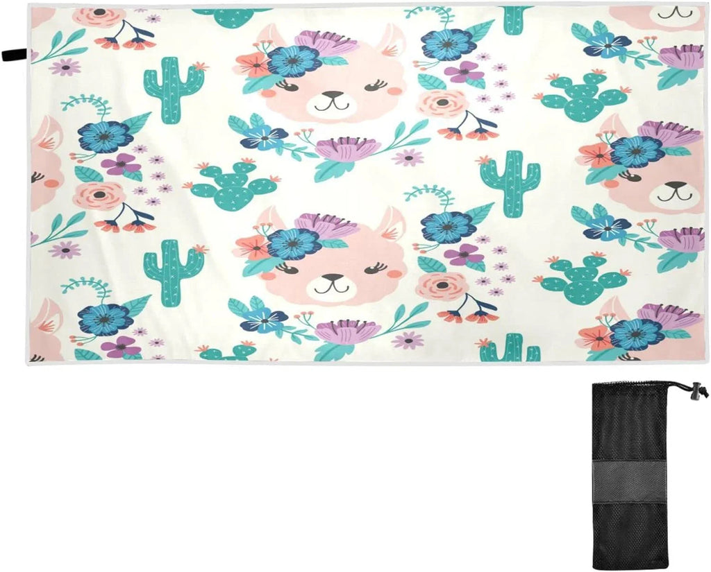 Quick Bath Free Blanket, Cactus Yoga Microfiber Sand Pool Bestwell Thin Dry Towel Towel Towel Beach Multipurpose Swim 30”X60” Llama Towel, Shower Lightweight Oversized