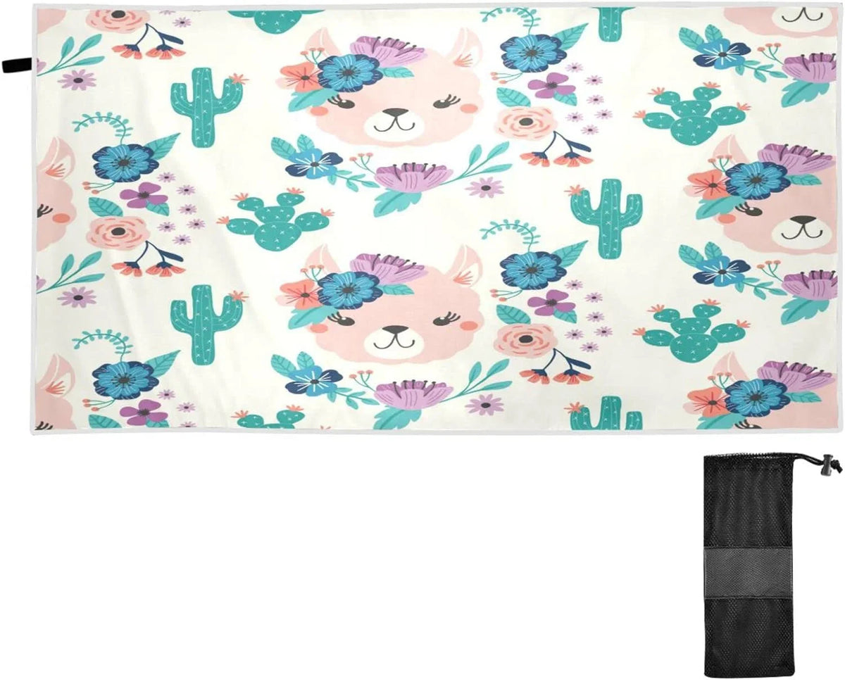Quick Bath Free Blanket, Cactus Yoga Microfiber Sand Pool Bestwell Thin Dry Towel Towel Towel Beach Multipurpose Swim 30”X60” Llama Towel, Shower Lightweight Oversized