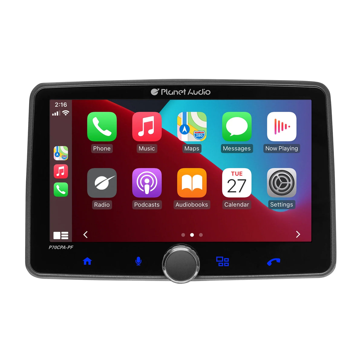 Stereo Android No Auto, CarPlay, Apple Radio Receiver, Din, AM/FM Audio Inch - Player, Car P70CPA-PCF Planet Single Camera Bluetooth, CD Backup 7 Touchscreen, DVD