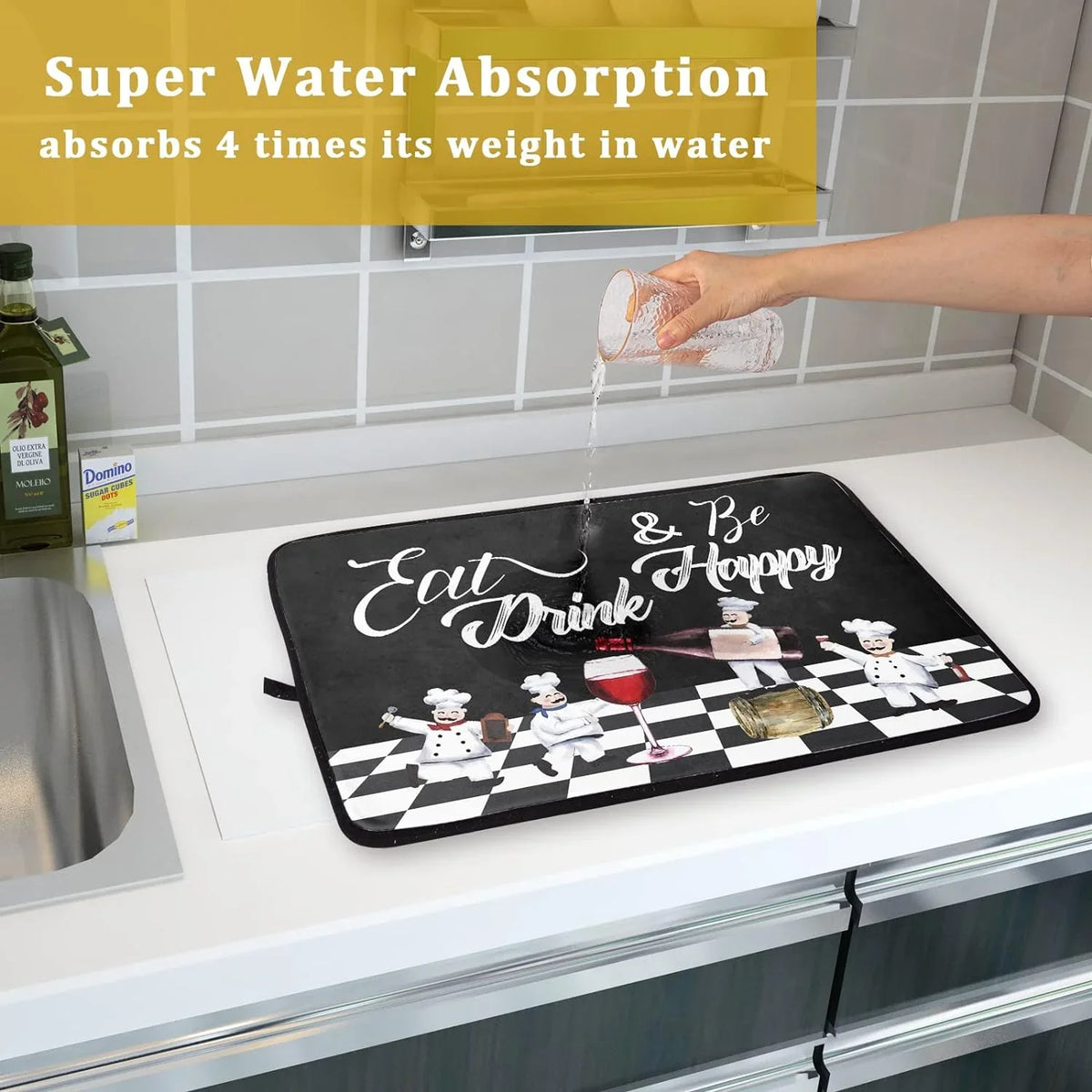 Drying White Dish Mat Chubby Pad Drainer Fat Wellsay Drainer Glass 18x24 Fatigue Pasta Bistro Dishes Chef Buffalo Plaid Rack Black Plump Mat Mats Kitchen Anti Wine Cook Red Check Dish Decor Italian