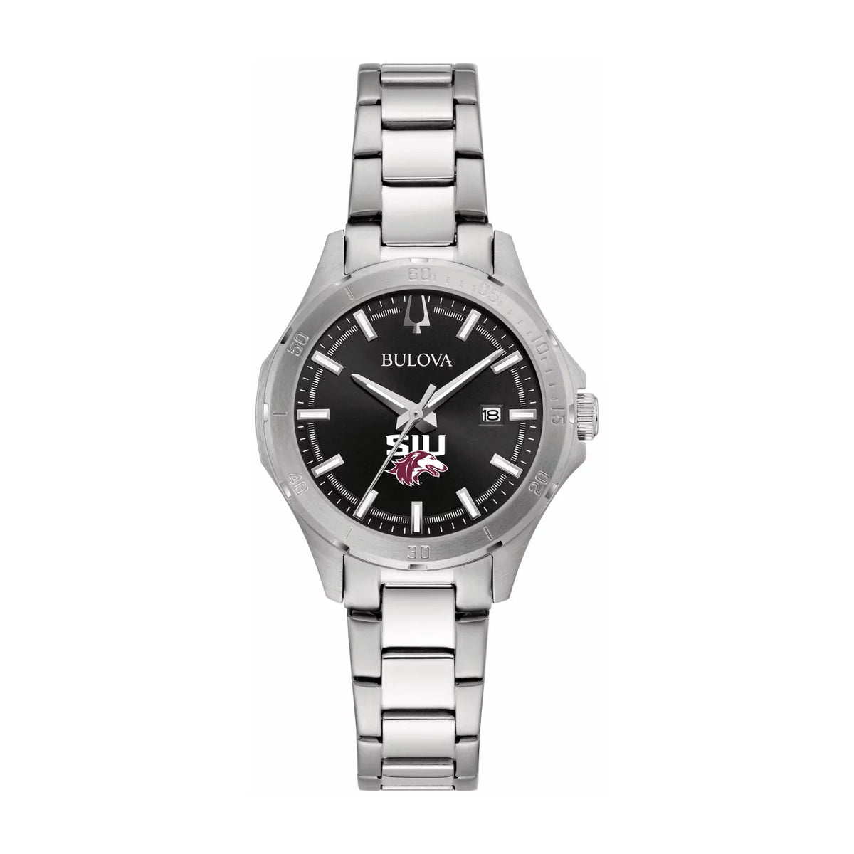 Southern Steel Salukis Classic Bulova Black Stainless Sport Illinois Women's Watch