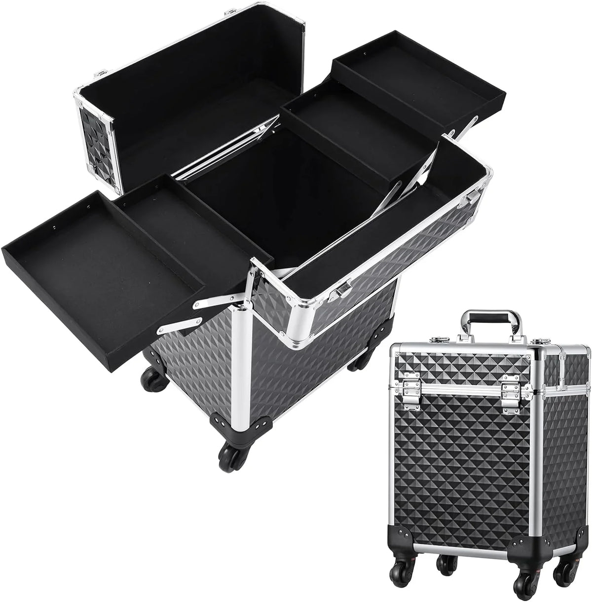 Case Trolley Cosmetic Organizer Large Joligrace Box Makeup Rolling Makeup