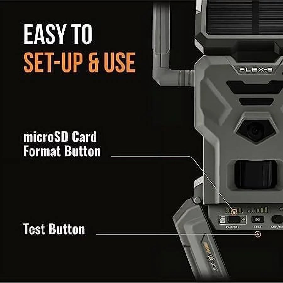 Solar Panel, Optional Range, Card Cellular LTE Flex-S Backup Integrated 100-foot Connectivity, Battery SD Internal SPYPOINT Micro Camera, Trail Solar Flash/Detection 32GB Battery, +