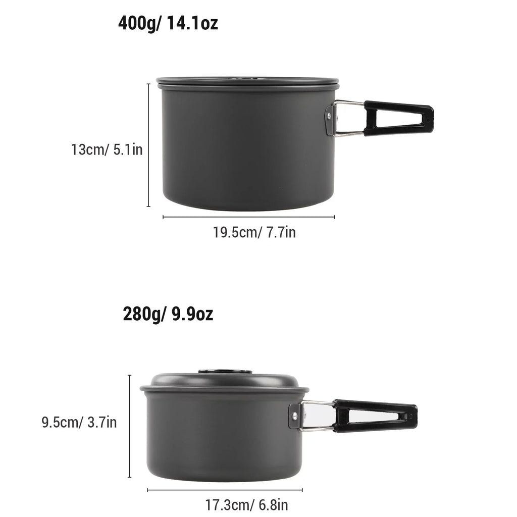 Kettle Pan Cookware for Backpacking Kit with Yabuy Non-Stick Set and Hiking Camping Pot Mess Camping