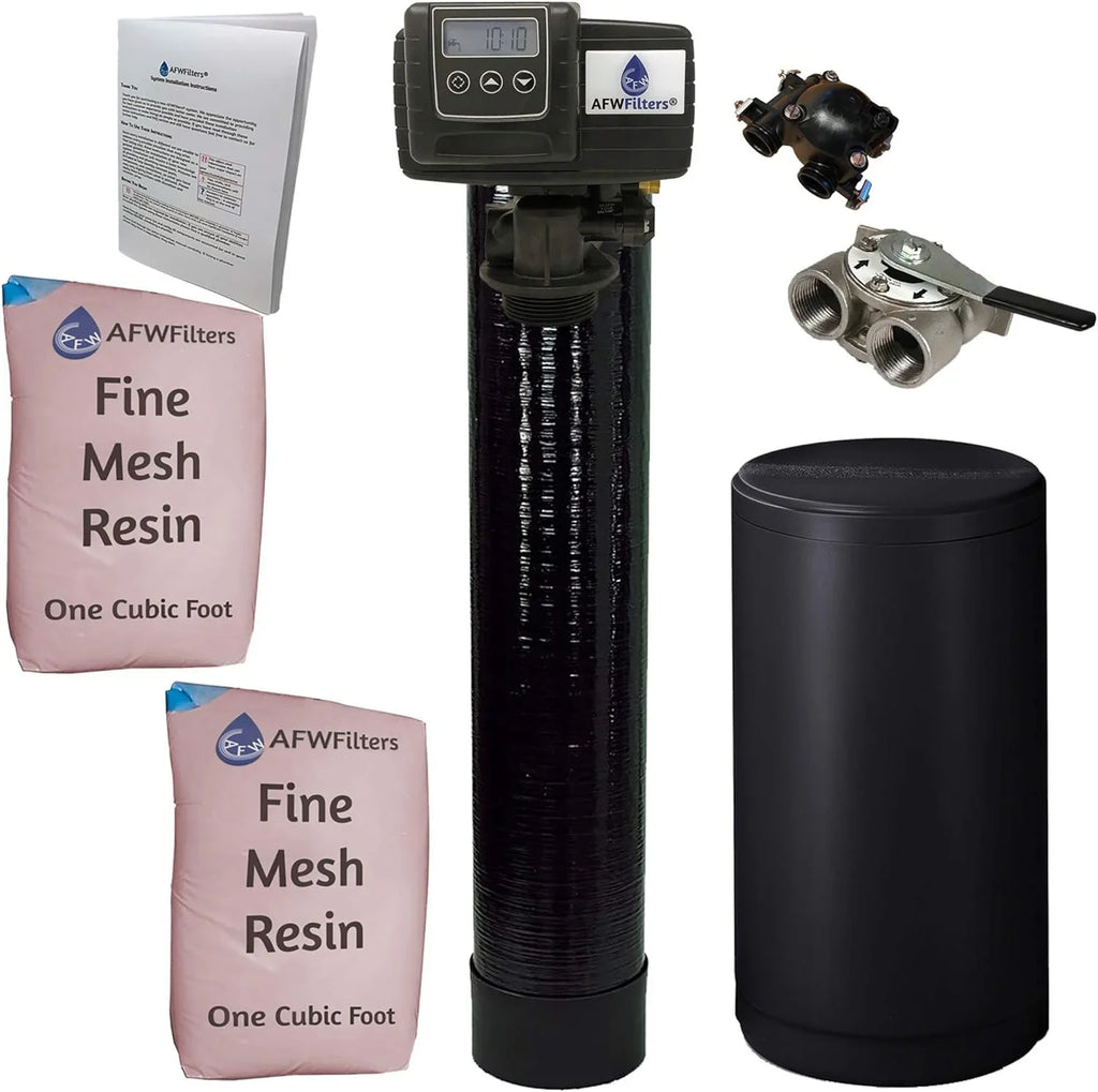 Fine with AFWFilters Black and Tanks Resin,1" Softener 2 Steel Connection, FNPT Mesh Home Foot Iron cubic Water Whole Pro 64k Stainless