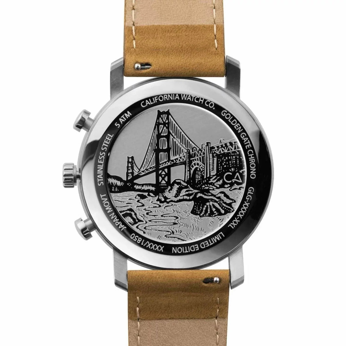 Sand Gate Watch California Golden Leather Chrono Co. White