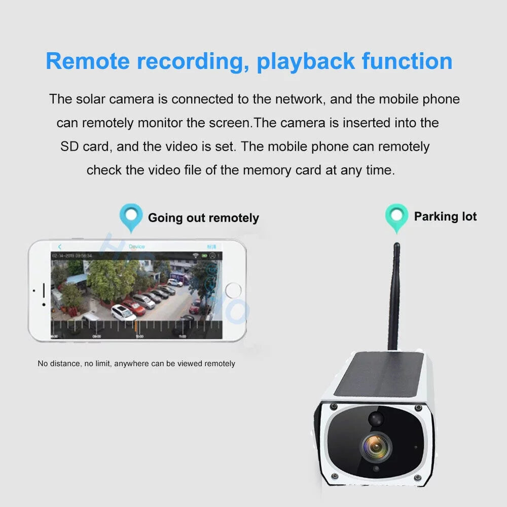 Powered Security Home Security Security Momery Camera, IP Camera Night Outdoor 18650 Solar and Card Vision with WiFi IP 1080P 32GB Pcs HD Batteries Camera, 3 Wireless