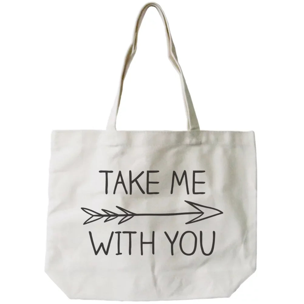 Tote Women's with Arrow Me Bag Sign You -18x14inches Take - Canvas Natural