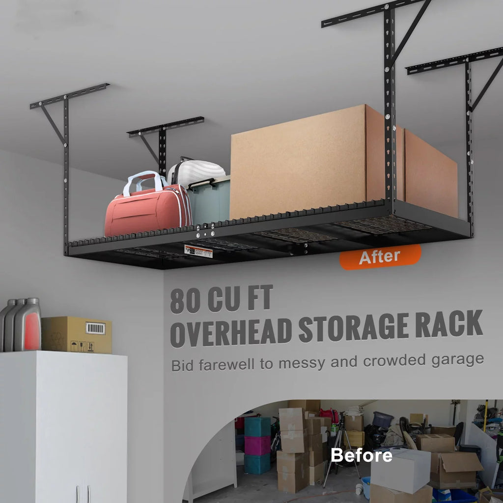Rack Adjustable Garage 36x96in Overhead 600lbs Black Rack Storage BENTISM Ceiling