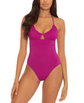 Small Virtue Color Rebecca One-Piece Convertible US Becca Swimsuit, BERRY by
