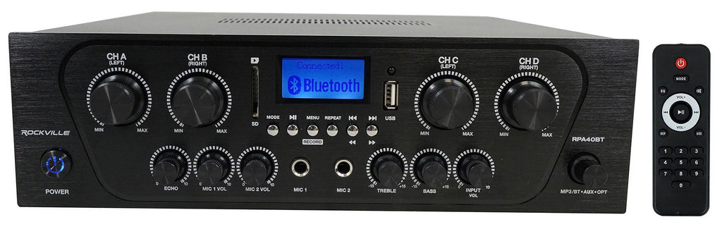 White 4-Room Wall Rockville Speakers Audio Home RPA40BT Receiver+(8) Cube Kit