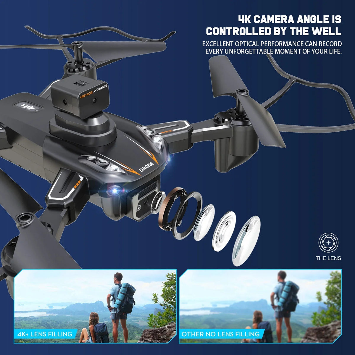 HD 4K with Camera Quadcopter Design Avoidance JLLOM Dual Foldable and Technology Drone Obstacle -