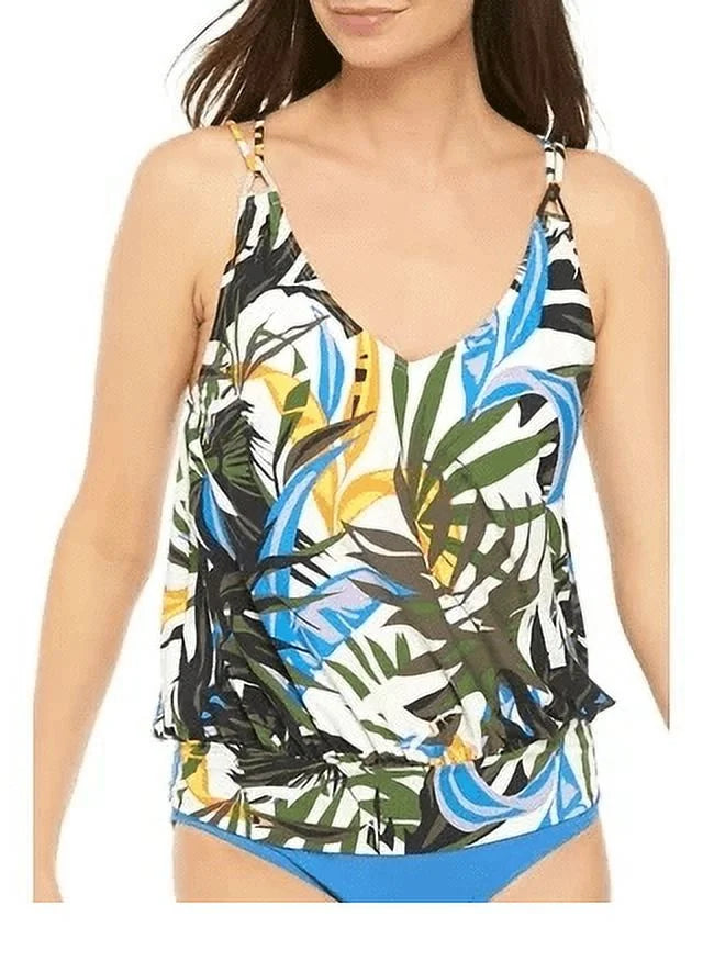 OLIVE top, TROPIC Klein US MULTI Calvin RAINFOREST 2X-Large Tankini Blouson Swim