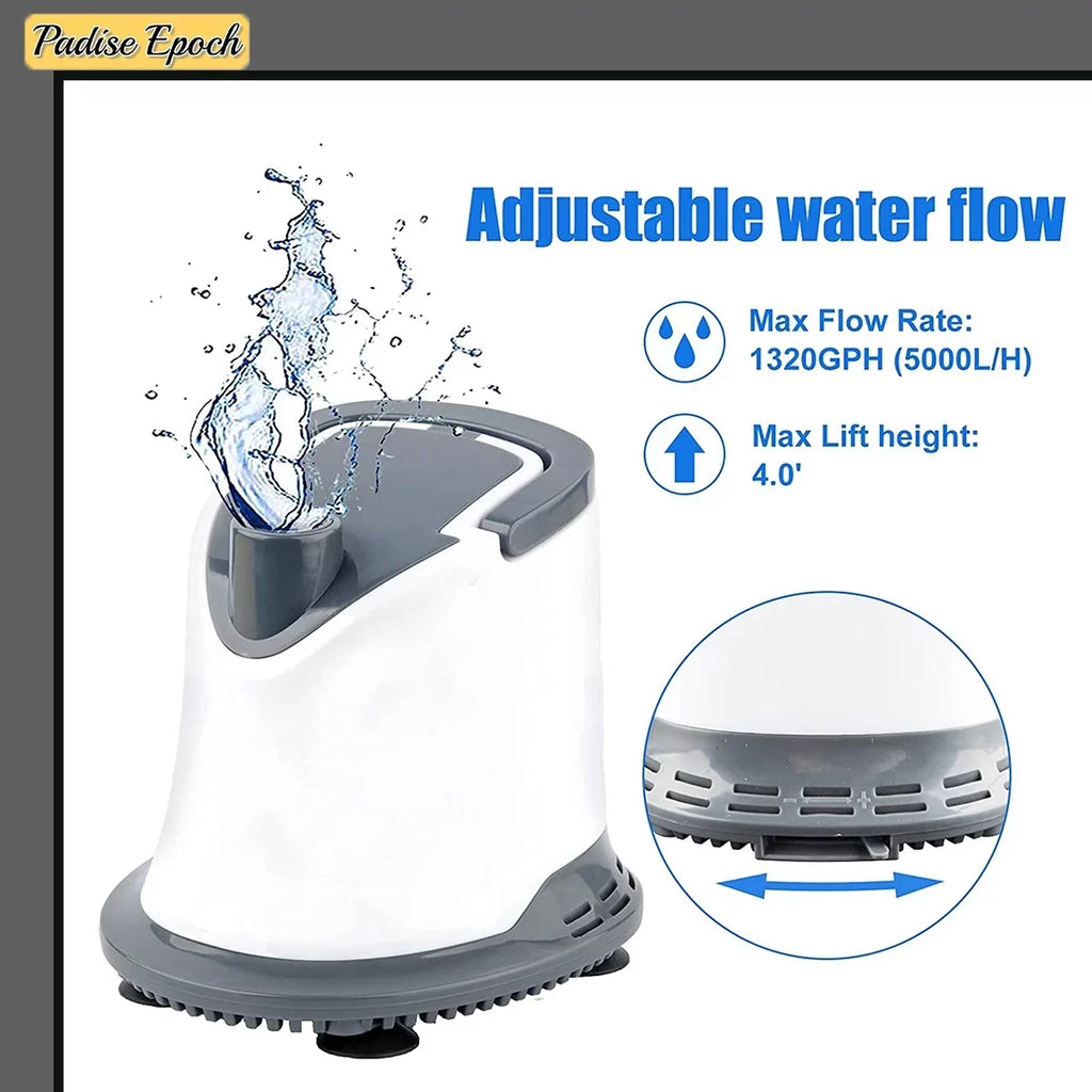 | Tank Quiet | Pool Water Adjustable Submersible Pump: 5000L/H 1320GPH | 6ft Suction Power Pond | Fish Cover Fountain Bottom for Waterfall | 110W Garden Aquarium with Cord Hydroponics