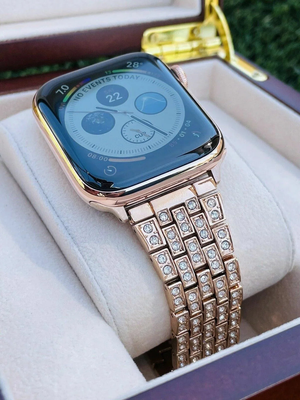 24K 7 Stainless 45MM Gold iWatch Steel Band Gold SERIES Rose Custom Rose