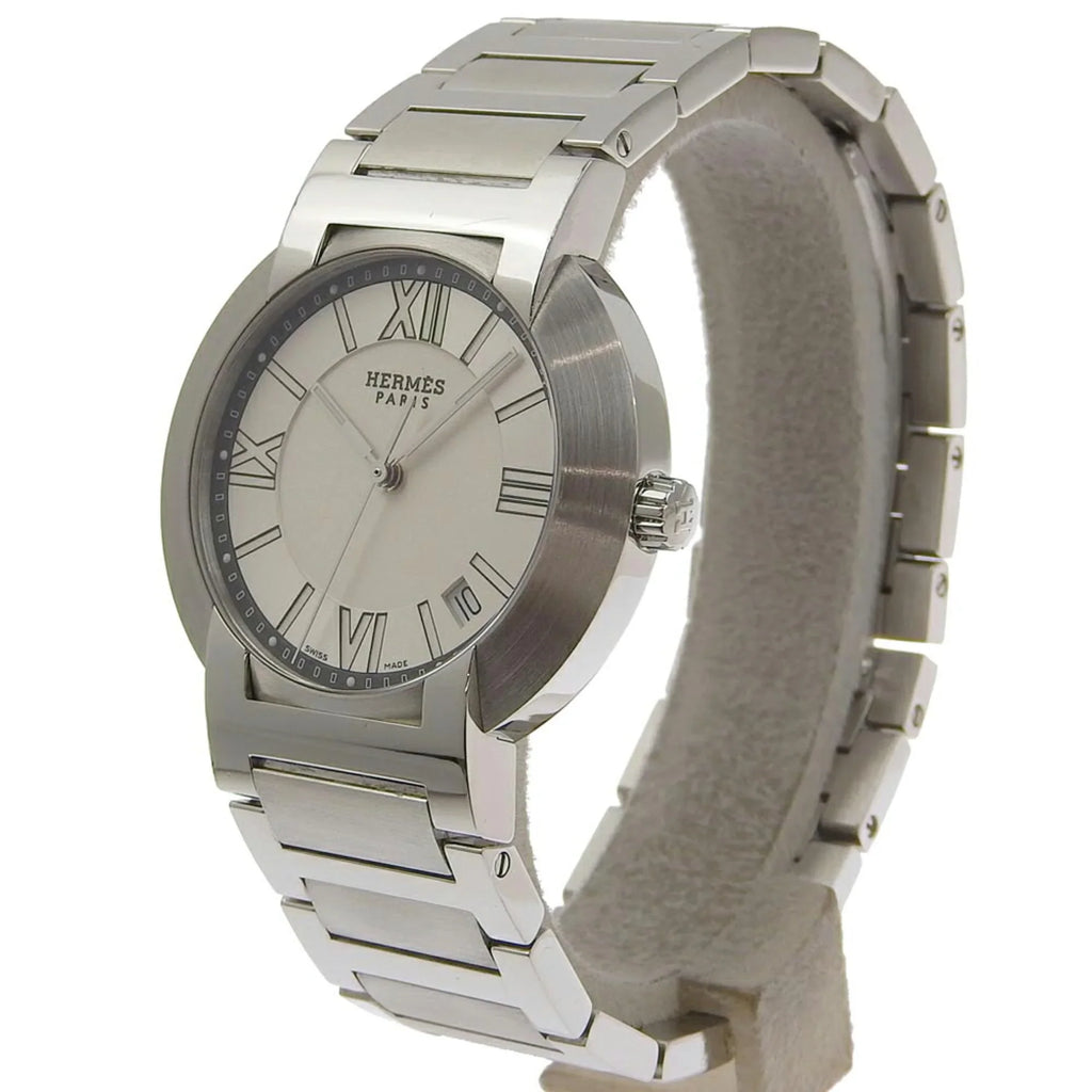 Made (Fair) Quartz Dial White Watch Display Steel NO1.710 Stainless Pre-Owned Men's Nomad Silver Swiss Analog Hermes