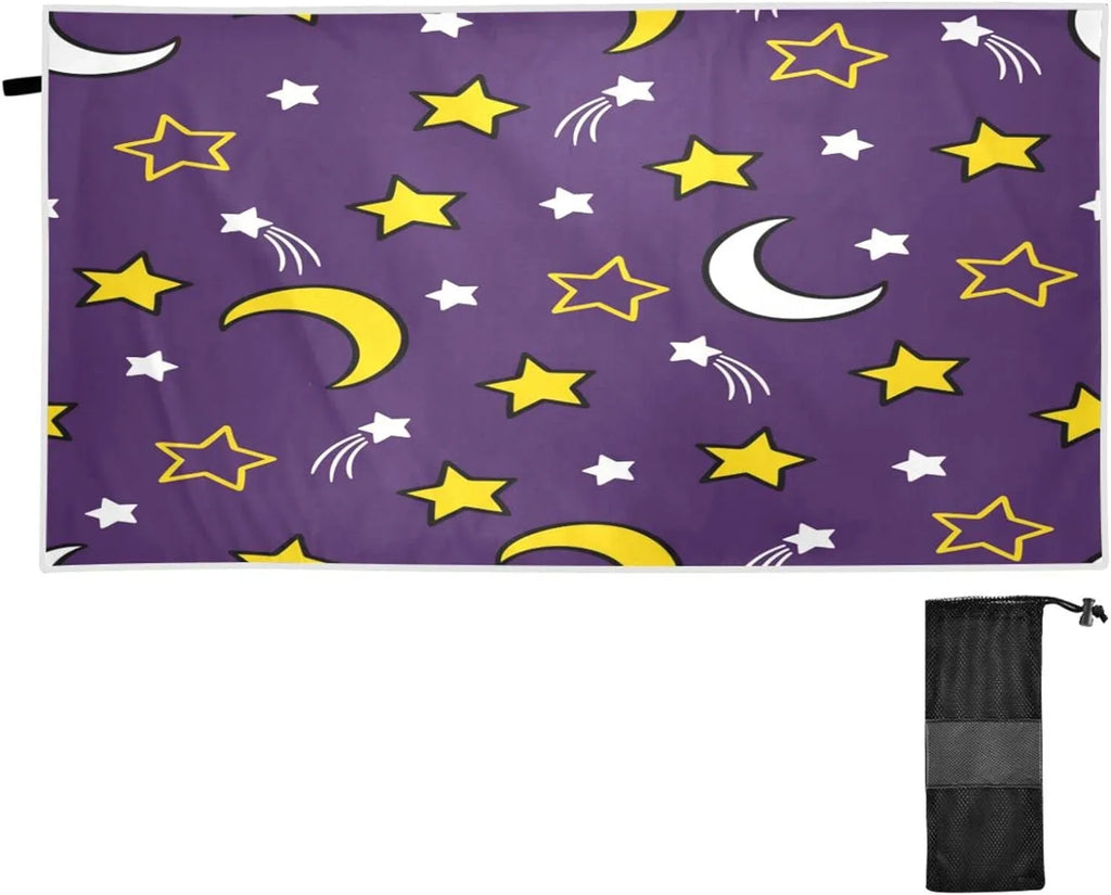 for Beach Bestwell Dry Super Travel Quick Lightweight Holiday（419） Absorbent - Towels Compact Camping Oversized - and Moon Stars Towel Towel Swimming