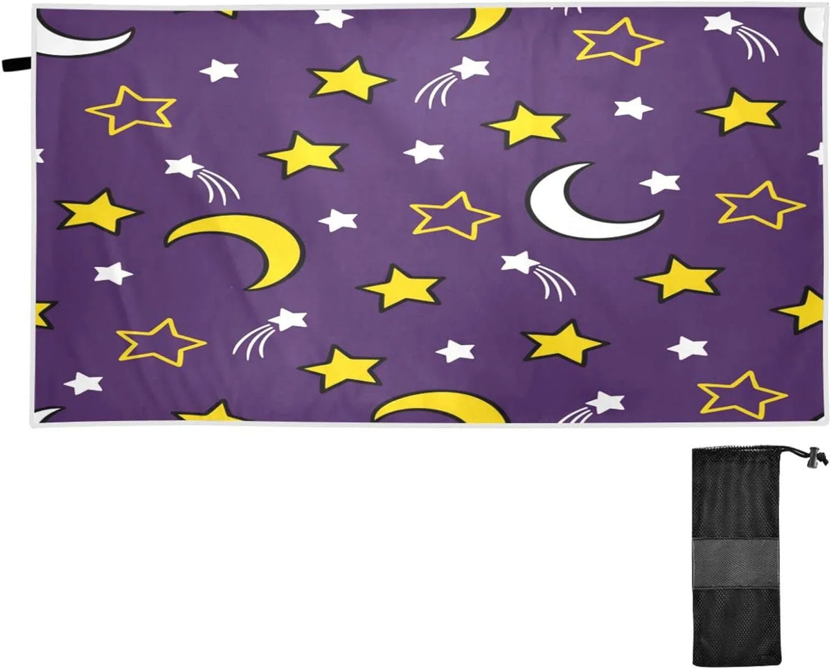 for Beach Bestwell Dry Super Travel Quick Lightweight Holiday（419） Absorbent - Towels Compact Camping Oversized - and Moon Stars Towel Towel Swimming