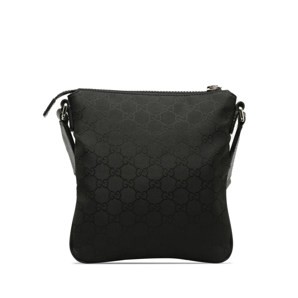 Fabric GG (Good) Pre-Owned Authenticated Nylon Gucci Web Black Crossbody Bag Unisex Crossbody