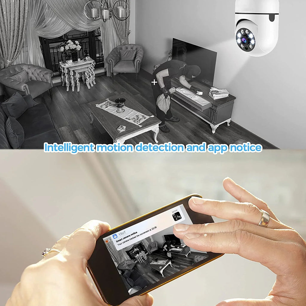 Alarm, Detection Storage Card Camera Motion PTZ2.4GHz Security Camera, 2 Light Indoor APP Cloud Degree Local Access, & Camera, Outdoor and Home Bulb and + Pack WiFi 360 32GB (Two), Wireless 5G SD