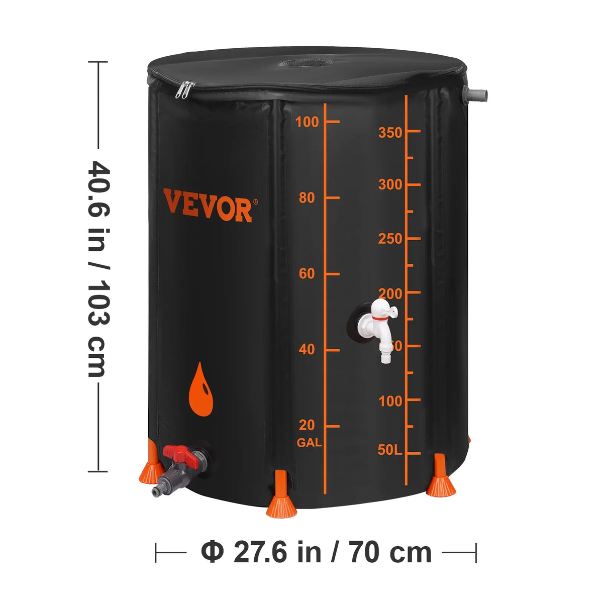 Including 100 Gallon Container Storage Kit, System Rainwater Collection Overflow Rain PVC Portable Barrel, Large and Water Tank Collapsible BENTISM Spigots Capacity,