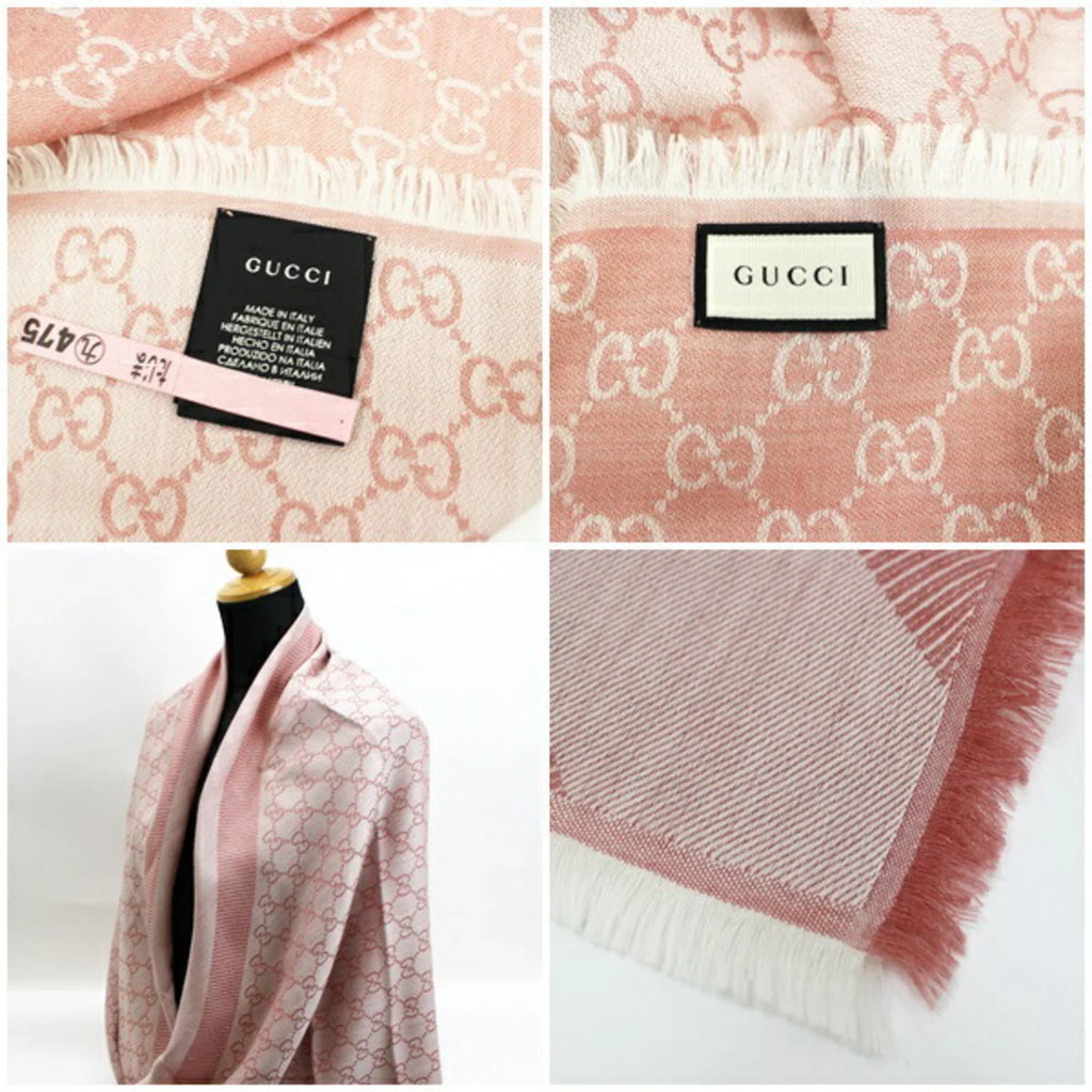 large GG ladies GUCCI Gucci wool shawl pink (Good) silk stole Pre-Owned pattern