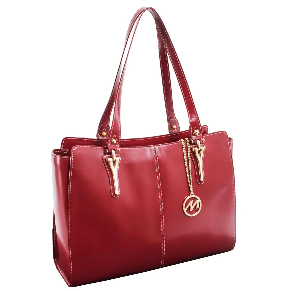 Leather Red Shoulder Tote, Glenna 97556,