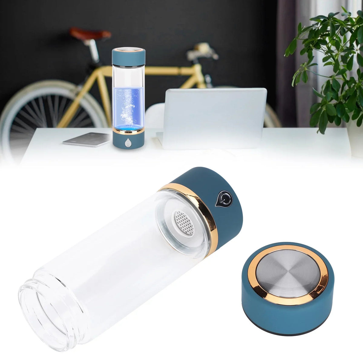 Hydrogen Portable Machine Generator Blue Water Hydrogen Water Bottle 380ml Maker USB