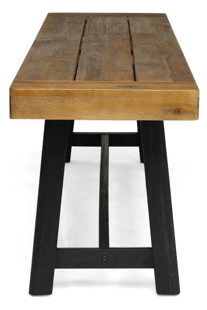 Teak Outdoor in Bench Black Raphael Sandblast and