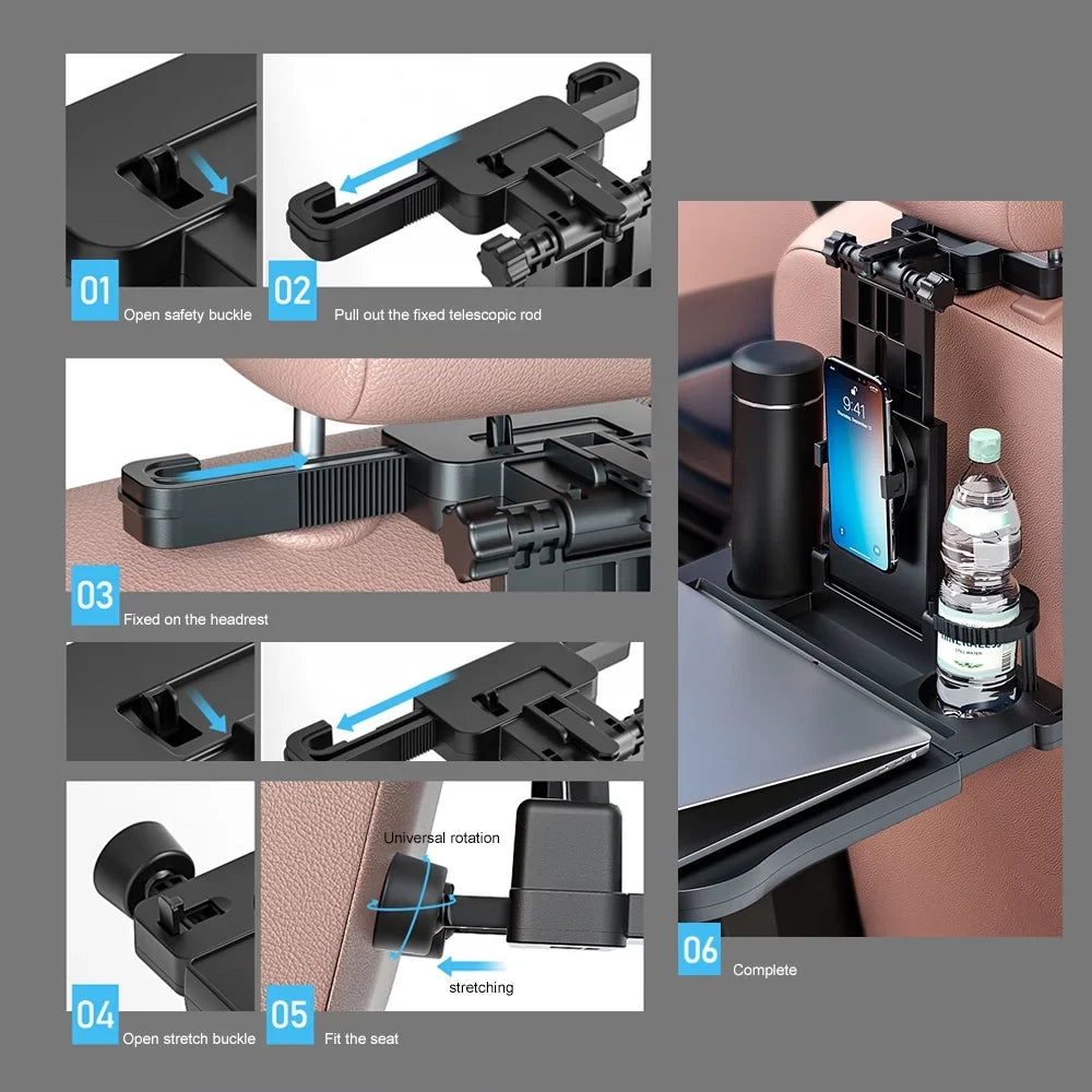 Tray, Car Holder Car Writing, Adjustable Dcenta Seat Eating Food Phone Back Car Table Travel Seat Multifunctional Foldable Table Black Working, for with