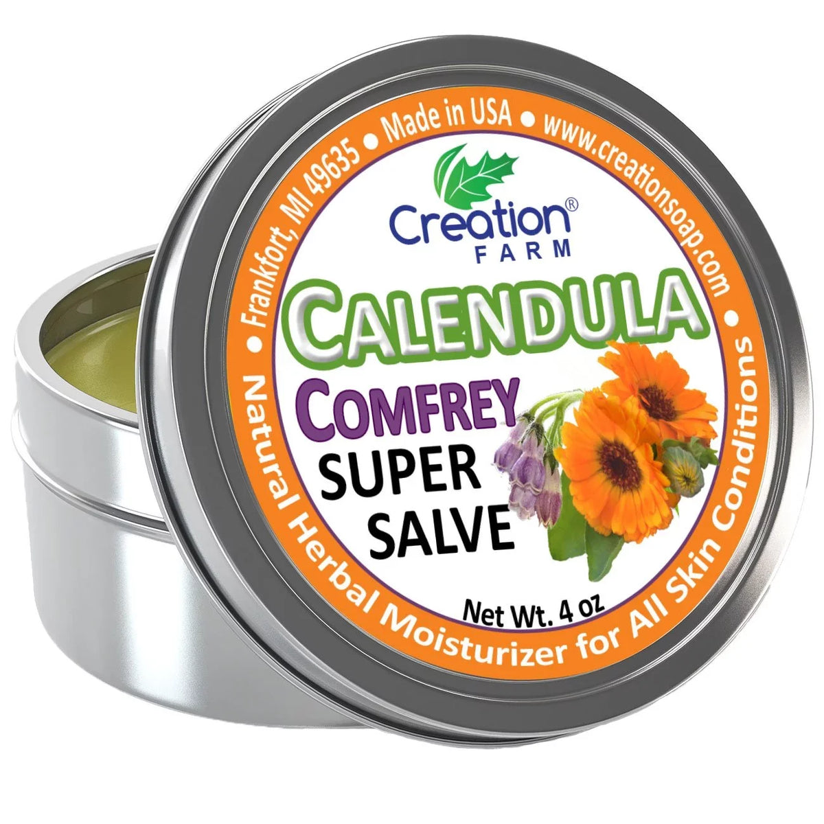 4 Calendula 4 Tin, Rash Farm by Ointment, Tin Wound Salve Creation oz Herbal Skin oz Comfrey Treatment