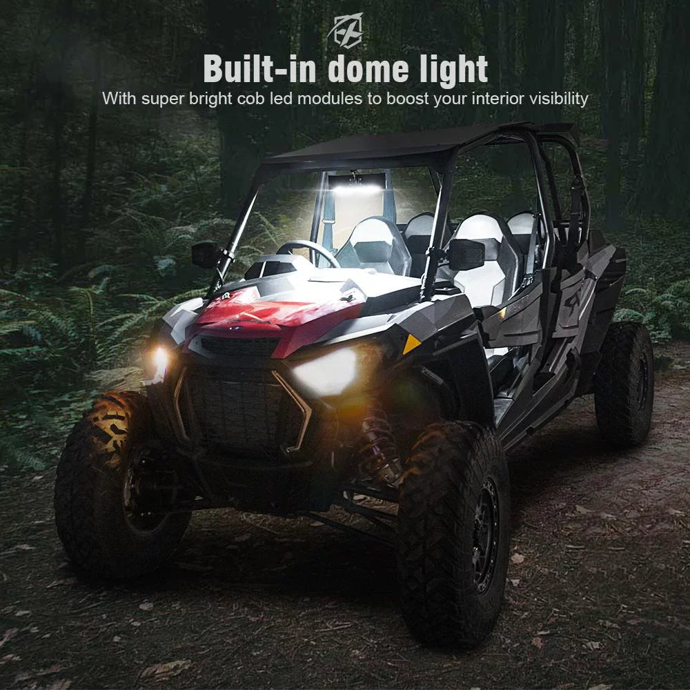 Xprite Aluminum Rollbars Integrated 2" Dome fits 1.75" - w/ Rear LED 9" Lights UTV Mirror View