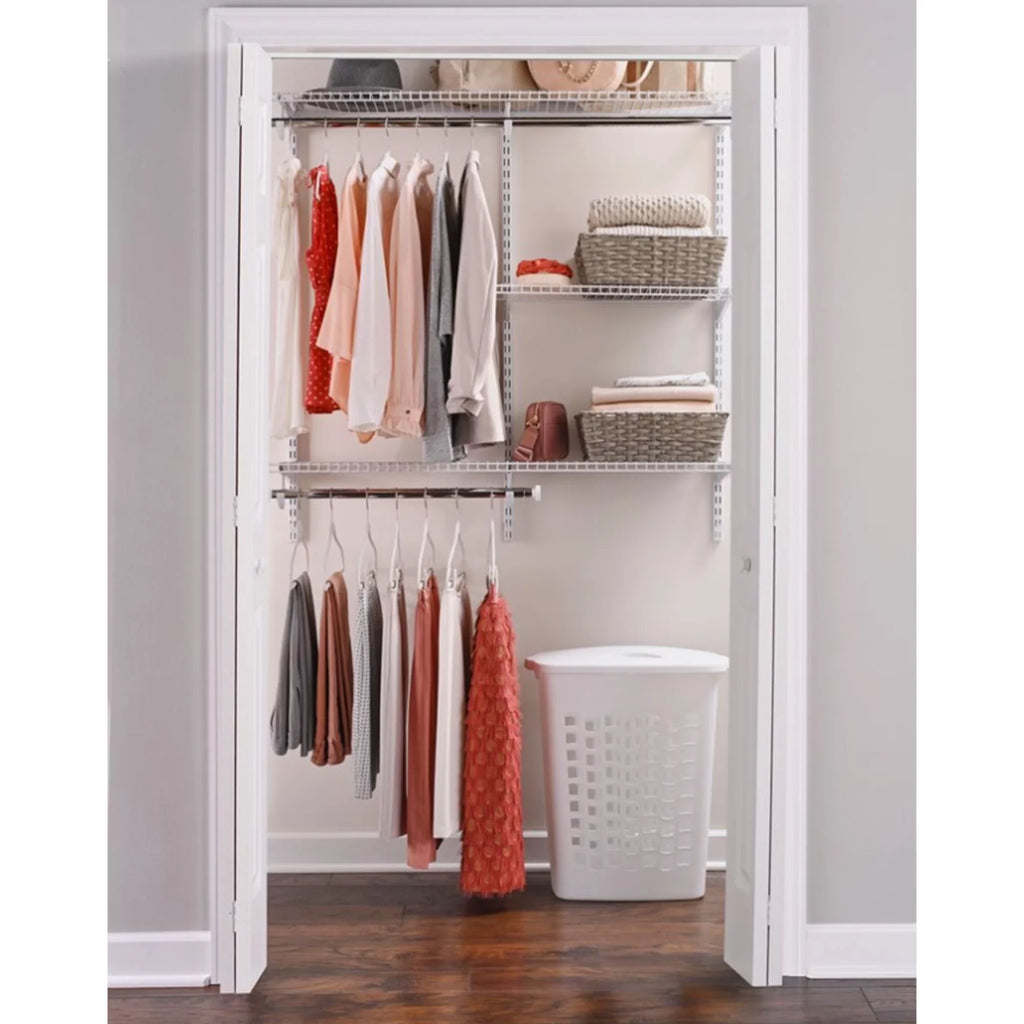 8 Custom to 4 (2 Rubbermaid Kit, Closet White Configurations Pack) Ft Organizer