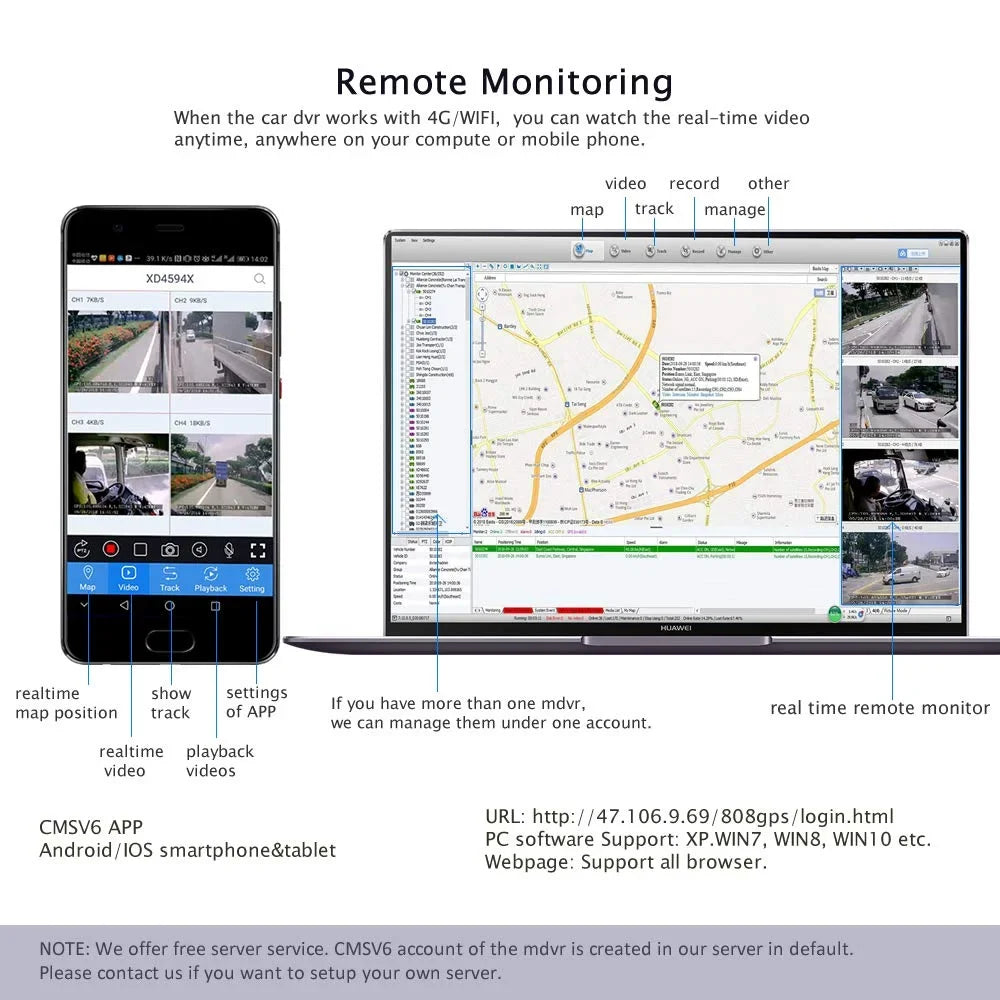 Phone DVR Mobile Car DVR PC with Large Angle HD Video Backup GPS Truck/RV/Bus on Monitor Vehicle AHD MDVR Car Screen System JOINLGO Remote 8-CH 1080P Camera Recorder Mini Cameras for WiFi 4G 10" View