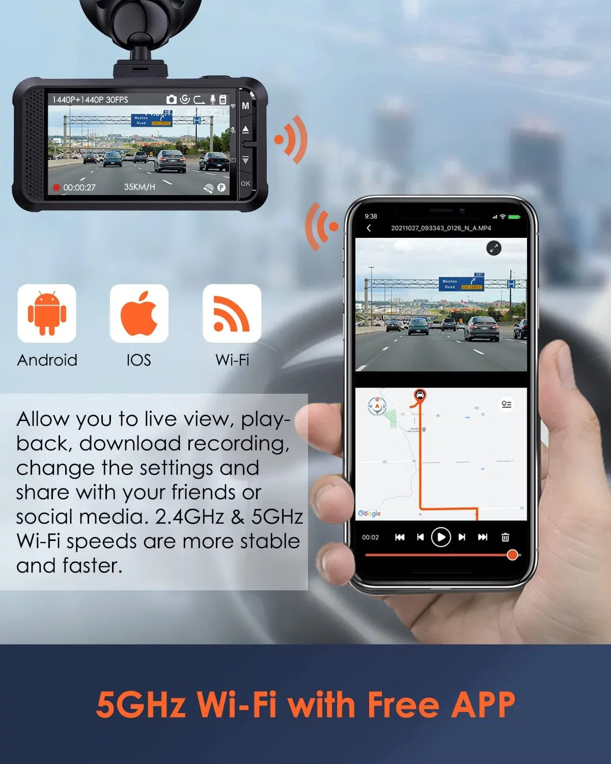 WiFi G-sensor Night W) for 5 Ghz/2.4Ghz WDR, Cars, Superior (X4S with Vantrue 2160PX30FPS Dash Car Cam Cam Dash UHD GPS, Camera and Vision APP, 24/7 Monitor, 4K Parking Wireless with Vantrue