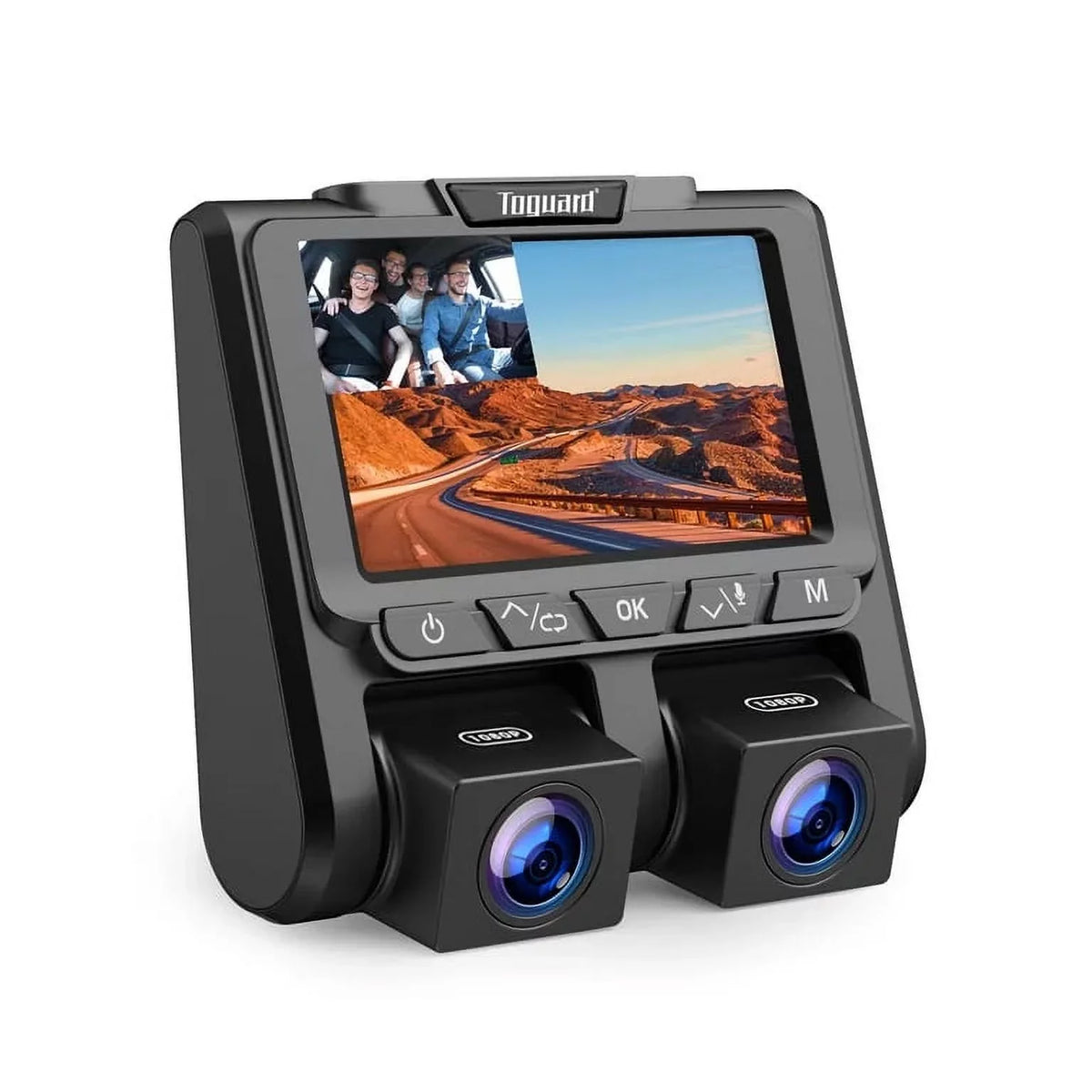 3" TOGUARD G-Sensor, Night LCD Screen Car Dual Dash Vision Recording with Monitor, Loop 1080P Dash Parking Front and Camera Cam IR Camera Inside