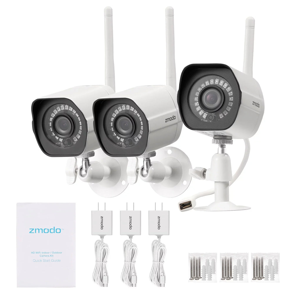 Assistant Zmodo with Google Security HD 2.4Ghz WiFi Full Only IP Smart Outdoor System (3 - Wireless Pack) with Vision Night Camera (Supports WiFi) Works Cameras
