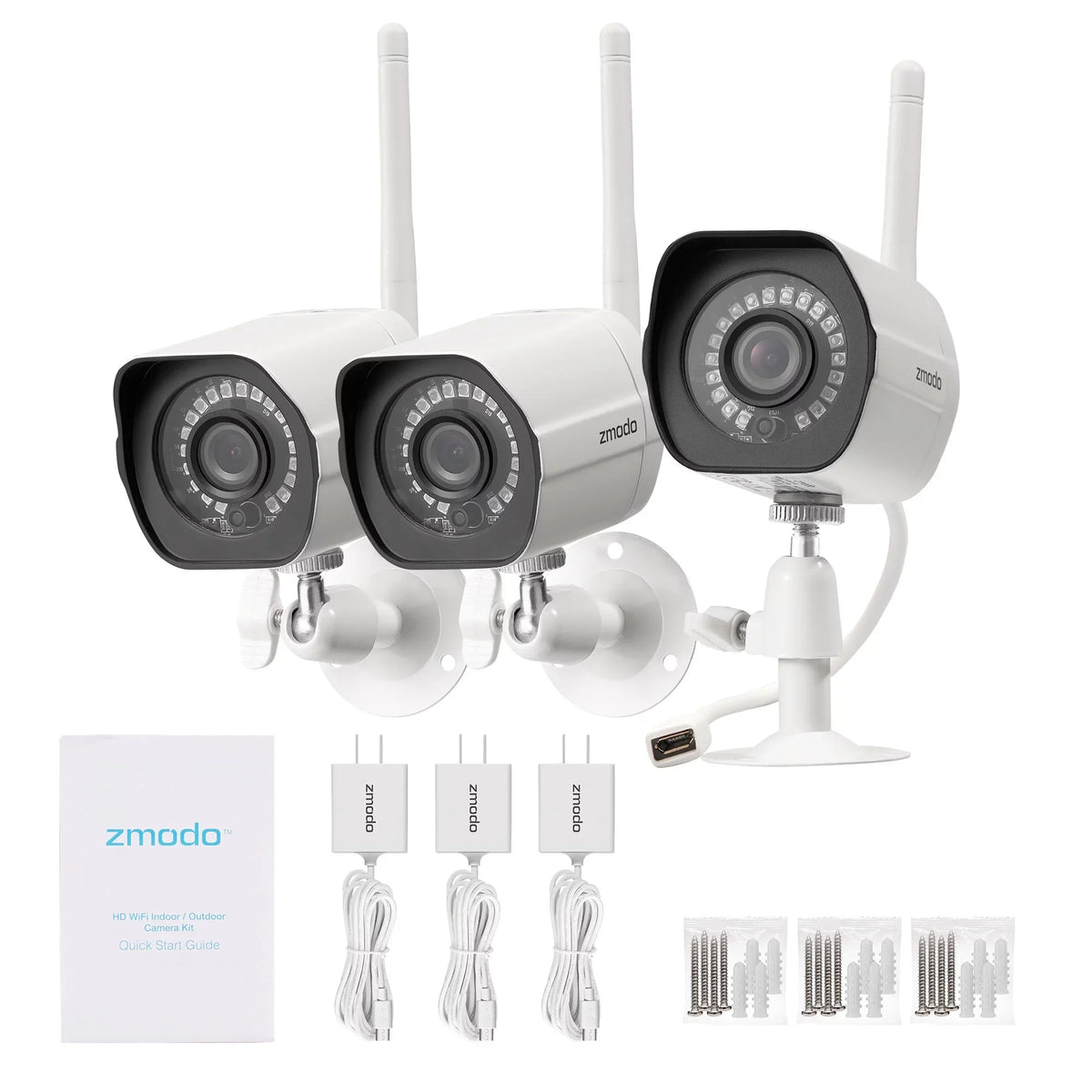Assistant Zmodo with Google Security HD 2.4Ghz WiFi Full Only IP Smart Outdoor System (3 - Wireless Pack) with Vision Night Camera (Supports WiFi) Works Cameras