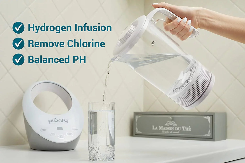 Electrolysis Water Filtered Rich Sulf Water Jug Generator Calcium Hydrogen Alkaline Water with - with Concentrator and Levels PH Balanced Pitcher PEM Purified Technology. SPE Hydrogen and