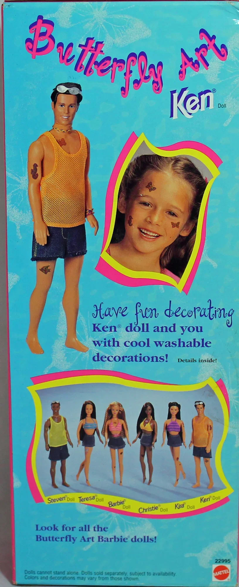 (22995) Non-Mint NRFB, Ken 1998 Box Barbie, Butterfly Art