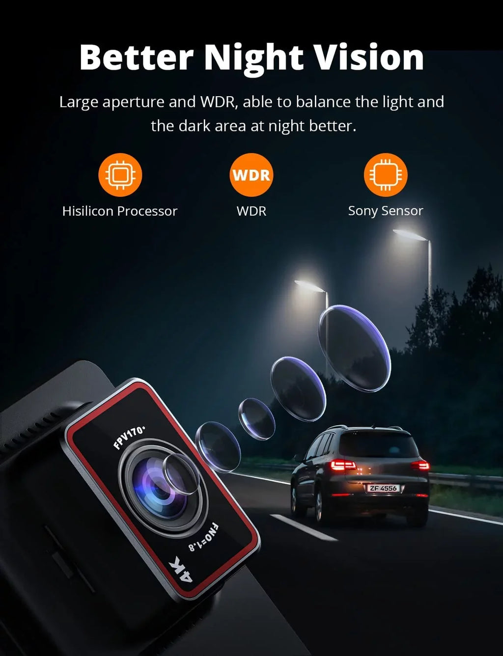 Cars Inch Dash KINGSLIM D4 Cam, 3 Rear 4K for Support IPS with Front 1080P Dual Max and Screen, & 256GB Camera